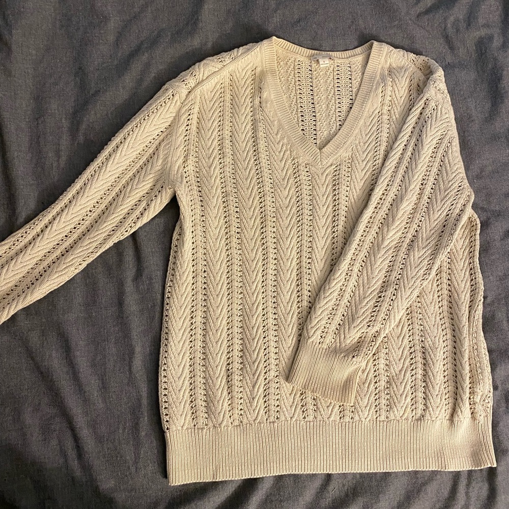 Cozy Beige V-neck Sweater